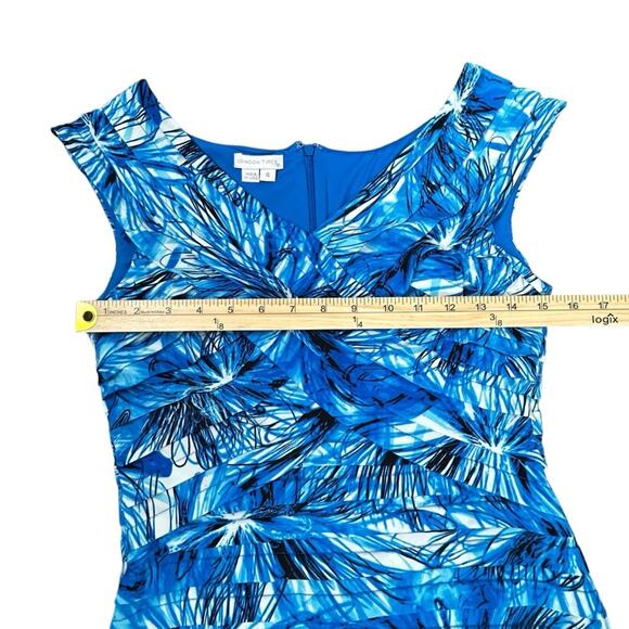 🆕 London Times Bandeau Dress Womens Size 4 Tropical Stretch Form Fitted NWT - Picture 10 of 13